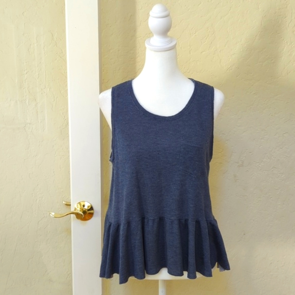 Altar'd State Heather Blue Sleeveless Peplum Tank Top Size Small
